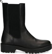 Manfield - Dames - Zwarte leren chelsea boots - Maat 37