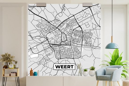 Behang - Fotobehang Stadskaart - Weert - Grijs - Wit - Breedte 260 cm x  hoogte 260 cm... | bol