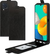 Voor Samsung Galaxy M32 R64 Textuur Enkele Verticale Flip Lederen Beschermhoes met Kaartsleuven & Fotolijst (Zwart)