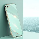 XINLI rechte 6D plating gouden rand TPU schokbestendig hoesje voor iPhone SE 2020/8/7 (mintgroen)