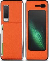 Voor Samsung Galaxy Fold Lychee Textuur Lederen opvouwbare beschermhoes met kaartsleuf (oranje)