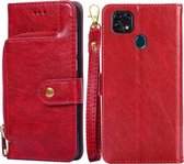 Voor ZTE Blade V2020 5G Rits Tas PU + TPU Horizontale Flip Lederen Case met Houder & Kaartsleuf & Portemonnee & Lanyard (Rood)