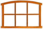 Wanddecoratie - Gietijzeren stalraam - Roest kleur - 59 cm hoog