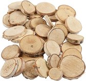 Kleine houten schijfjes mix 1200 gram- circa 280x stuks - decoratie boomschijfjes