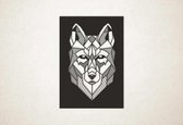 Line Art - Wolf vierkant 3 - L - 109x75cm - Zwart - geometrische wanddecoratie