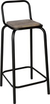 Barkruk - industrieel vintage - met leuning - zwart onderstel - H 72 cm