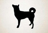Silhouette hond - Jindo - S - 46x45cm - Zwart - wanddecoratie