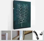 Minimalistic Watercolor Painting Artwork. Earth Tone Boho Foliage Line Art Drawing with Abstract Shape - Modern Art Canvas - Vertical - 1937931187 - 115*75 Vertical