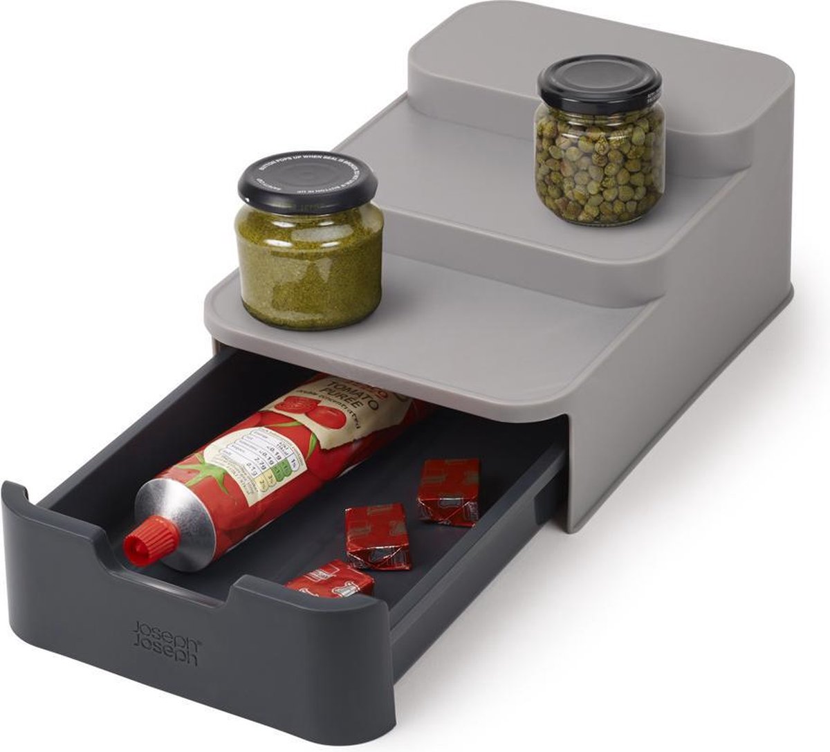 Joseph Joseph Keukenkast organizer met lade donkergrijs - Grijs - Sorteervakken & Uitschuifbaar