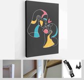 Modern abstract faces with abstract shapes. Minimalism concept. Line art drawing style - Modern Art Canvas - Vertical - 1770547703 - 50*40 Vertical