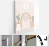 Ancient landscape life in pastel colors. Hand drawn poster set. Collection of contemporary art - Modern Art Canvas - Vertical - 1636166860 - 80*60 Vertical