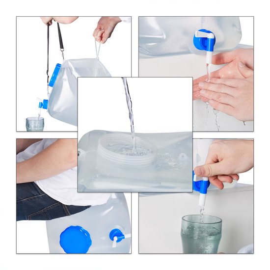 Relaxdays opvouwbare jerrycans set van 2 - 15 liter - met kraan - BPA-vrij - camping - transparant van Relaxdays — afbeelding 5