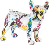 Decoratie graffiti hond wit/meerkleurig steen (r-000SP39765)