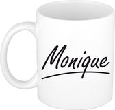 Monique naam cadeau mok / beker sierlijke letters - Cadeau collega/ moederdag/ verjaardag of persoonlijke voornaam mok werknemers