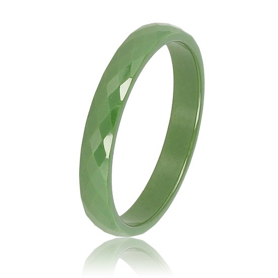 My Bendel - Bague verte facettée - Belle bague verte durable en céramique - Incassable - Avec coffret cadeau de luxe