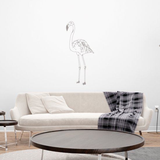 Muursticker Flamingo - Argent - 35 x 80 cm - Chambre à coucher - Muursticker4Sale