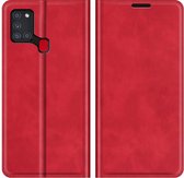 Cazy Samsung Galaxy A21s Hoesje Portemonnee Book Case Kunstleer - Rood