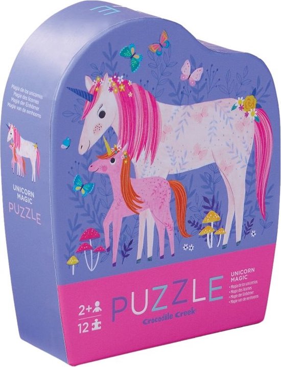 Crocodile Creek Mini Puzzle Sol Licorne – 12 Grandes Pièces – Dès 2 Ans – Boîte Robuste – 22,9x30,5 Cm