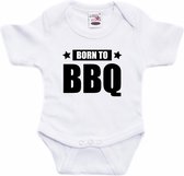 Born to BBQ tekst baby rompertje wit jongens en meisjes - Kraamcadeau barbecue liefhebber 68 (4-6 maanden)