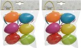 18x Gekleurde plastic/kunststof Paaseieren 6 cm - Paaseitjes voor Paastakken  - Paasversiering/decoratie Pasen
