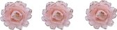 4x morceaux de décoration fleurs rose clair avec plumes sur clip 11 cm - Déco fleurs/Décorations de sapin de Noël/Décorations de Noël