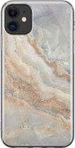 Apple iPhone 11 Hoesje - Transparant Siliconenhoesje - Flexibel - Met Marmerprint - Marmer - Goud