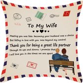 TDR - Sierkussensloop- 45x45 cm - leuk als cadeau voor vrouw - "To my wife"