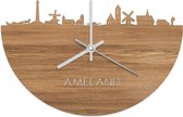 Skyline Klok Ameland Eikenhout - Ø 40 cm - Woondecoratie - Wand decoratie woonkamer - WoodWideCities