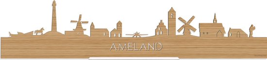 Standing Skyline Ameland Bamboe hout - 60 cm - Woondecoratie design - Decoratie om neer te zetten en om op te hangen - Meer steden beschikbaar - Cadeau voor hem - Cadeau voor haar - Jubileum - Verjaardag - Housewarming - Interieur - WoodWideCities