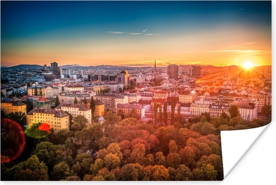 Poster Sunset in Vienna 90x60 cm - Tirage photo sur Poster (décoration murale salon / chambre) / Poster Villes