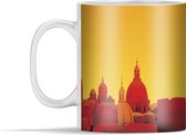 Mok - Illustratie van de skyline van Rome met een gele achtergrond - 350 ml - Beker