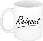 Reinout naam cadeau mok / beker met sierlijke letters - Cadeau collega/ vaderdag/ verjaardag of persoonlijke voornaam mok werknemers