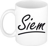 Siem naam cadeau mok / beker met sierlijke letters - Cadeau collega/ vaderdag/ verjaardag of persoonlijke voornaam mok werknemers