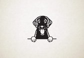 Curly Coated Retriever - hond met pootjes - M - 56x62cm - Zwart - wanddecoratie