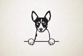Rat Terrier - hond met pootjes - XS - 25x25cm - Zwart - wanddecoratie