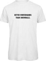T-shirt Wit XXL - Better winterhands than snowballs - zwart - soBAD. | Foute apres ski outfit | kleding | verkleedkleren | wintersport t-shirt | wintersport dames en heren