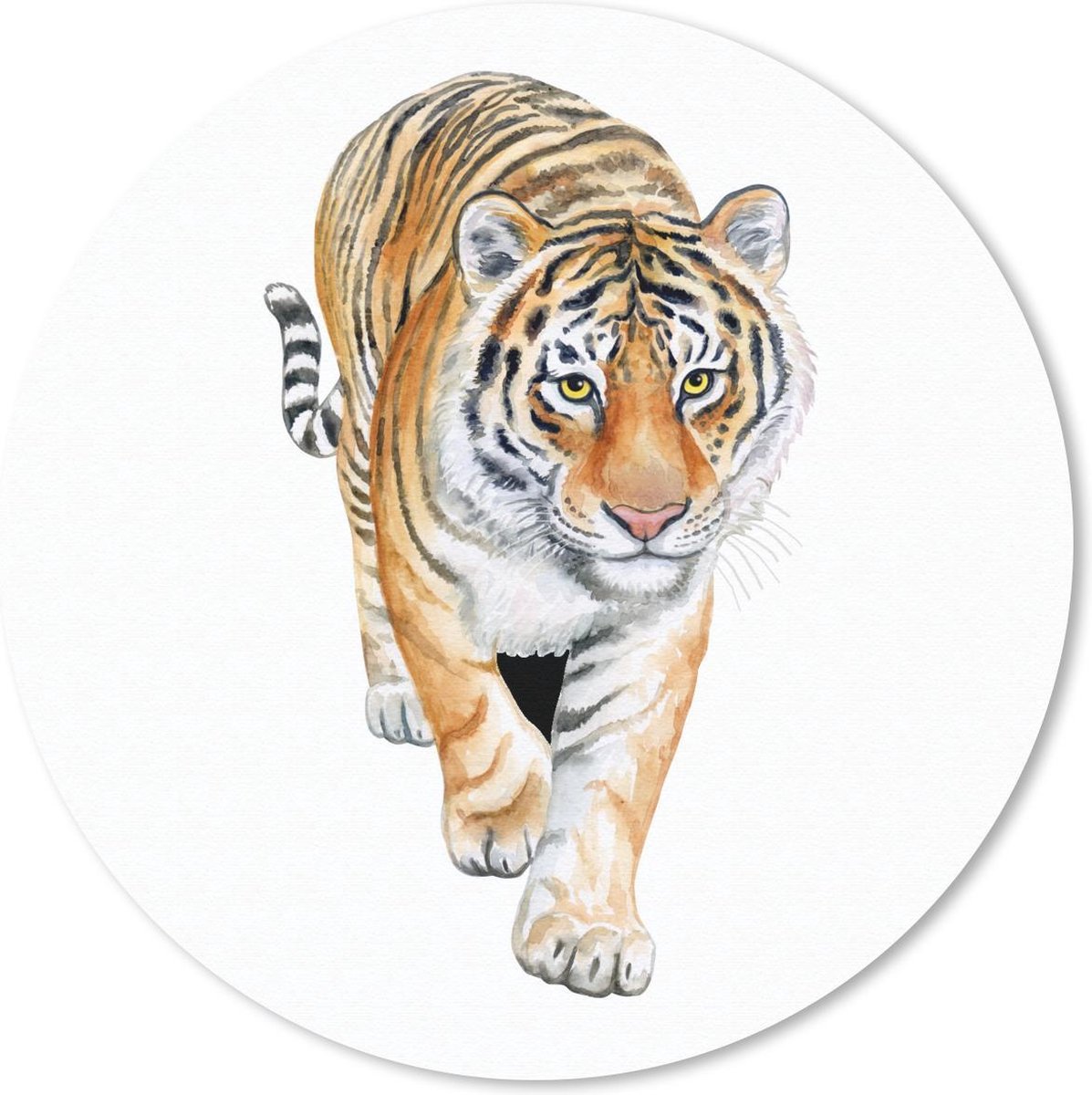 Muismat rond 40x40 cm - Mousepad Tijger - Kop - Wit - Ronde muismatten