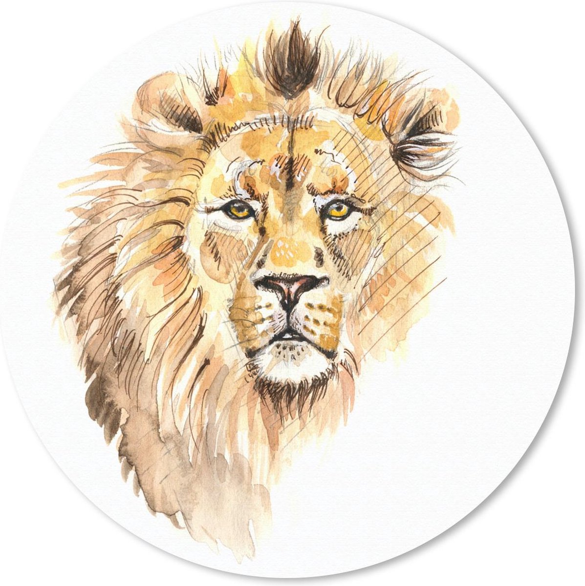 Muismat rond 50x50 cm - Mousepad Illustratie - Leeuw - Bruin - Ronde muismatten