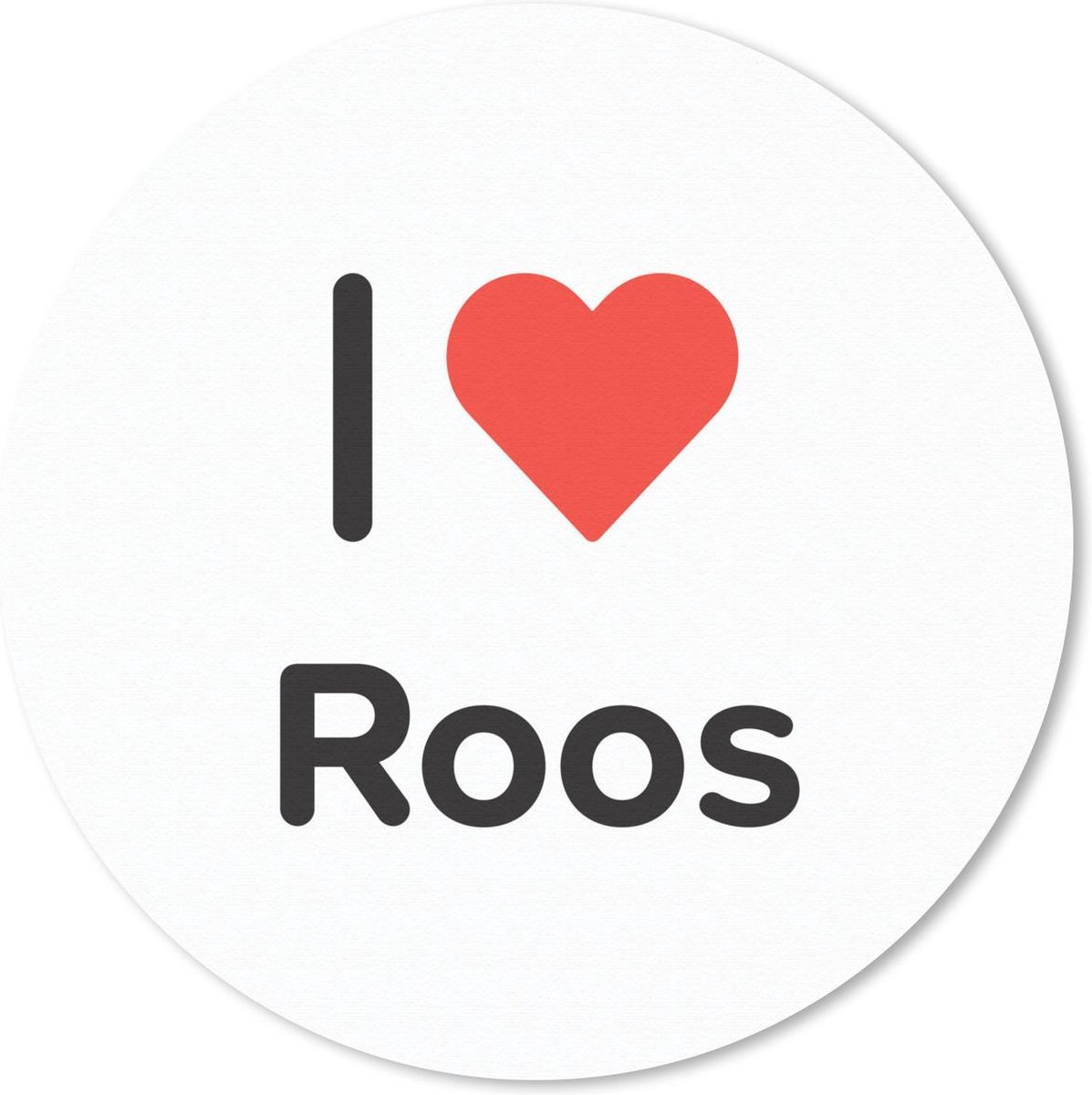 Muismat rond 40x40 cm - Mousepad I love - Roos - Meisje - Ronde muismatten