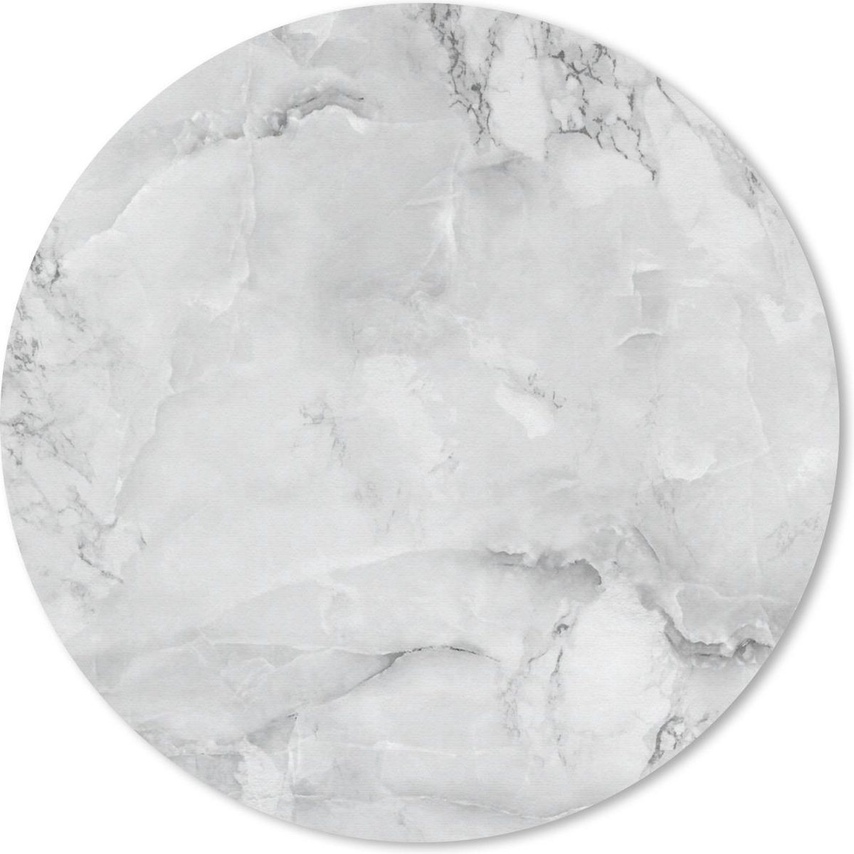 Muismat rond 50x50 cm - Mousepad Marmer - Chic - Structuur - Wit - Ronde muismatten