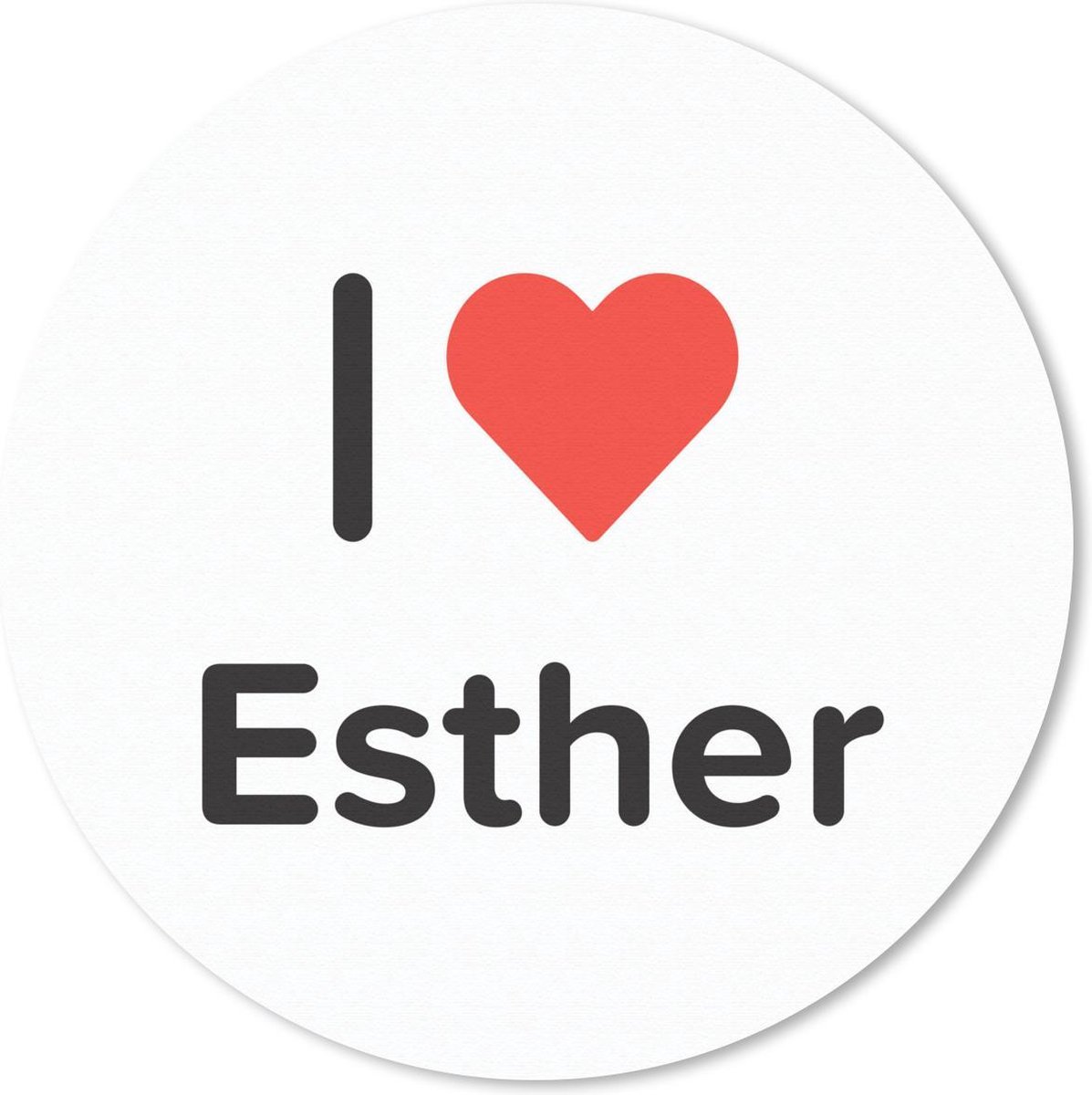 Muismat rond 40x40 cm - Mousepad I love - Esther - Meisje - Ronde muismatten
