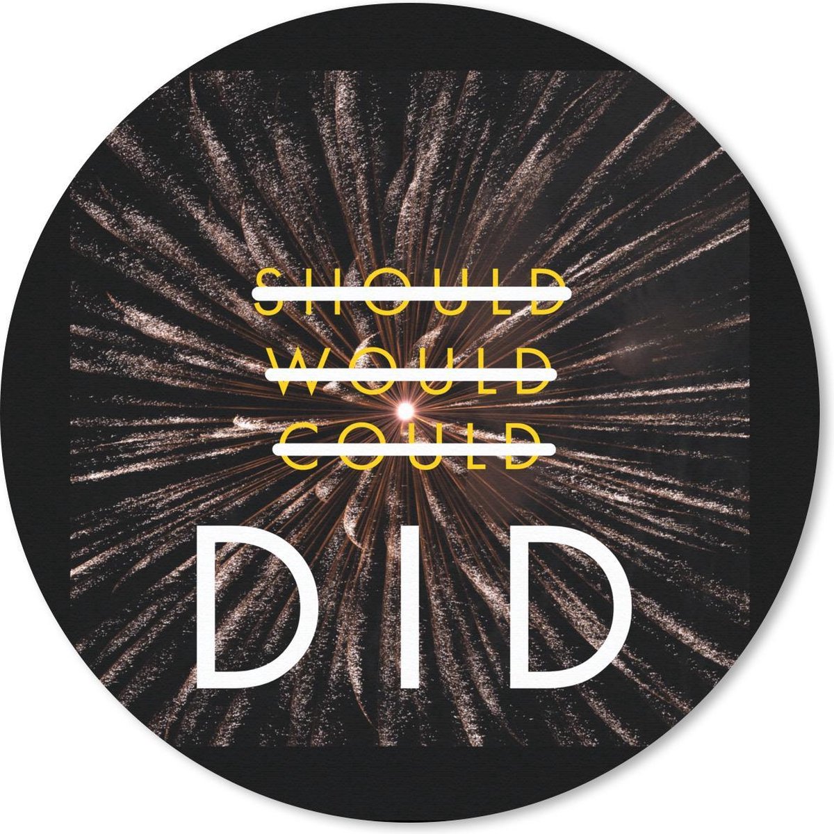 Muismat rond 50x50 cm - Mousepad 'Should, would, could, did' - Quotes - Spreuken - Ronde muismatten