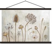 Schoolplaat - Bloemen - Waterverf - Stilleven - Textielposter - Wanddecoratie - Slaapkamer - 150x100 cm - Muurdecoratie - Woonkamer