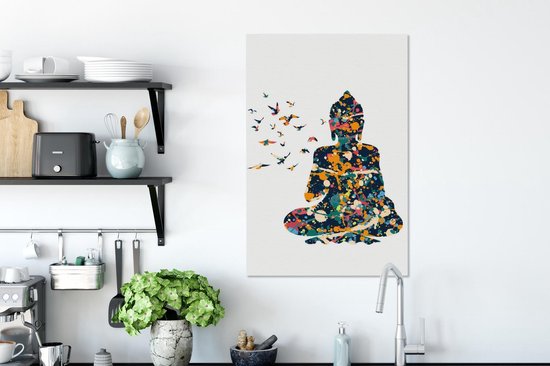 Toile Peinture Bouddha - Vogel - Peinture - 60x90 cm - Décoration murale