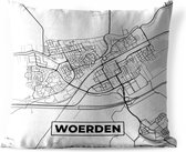 Coussin d'extérieur Weatherproof - Map - Woerden - Zwart - Wit - 50x50 cm