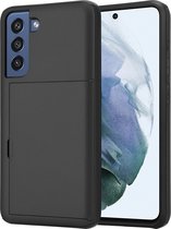 shieldcase kaarthouder case met slide geschikt voor Samsung galaxy s21 fe - zwart