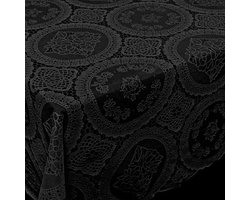 Bellatio design Tafelzeil - antraciet - kanten patroon - 140 x 220 cm - Tuintafelkleed - Dineren - Knutselen