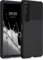kwmobile telefoonhoesje compatibel met Sony Xperia 1 III - Hoesje voor smartphone in zwart - Carbon design