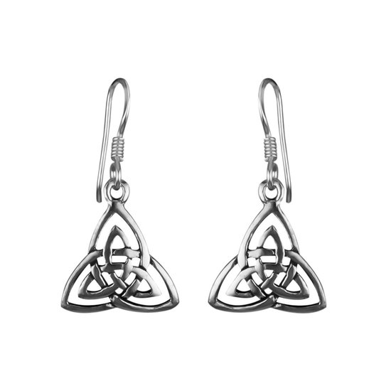 Zilveren oorbellen | Hangers | Zilveren oorhangers, dubbele triquetra