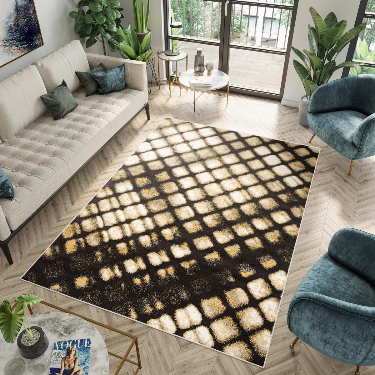 Tapiso Fiesta Vloerkleed Slaapkamer Woonkamer Tapijten Maat- 120x170 Bruin Oranje6